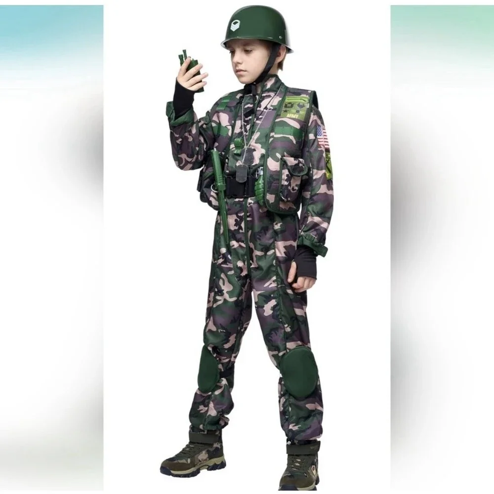Army Costume Boys Soldier Tactical Gear Role Play Special Forces Boy Girl Sz 3T